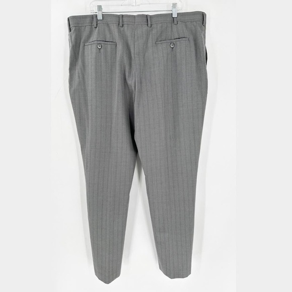 Perry Ellis Gray Striped Wool Blend Flat Front Suit Pants Men's Size 42/32 FLAW - Picture 2 of 16
